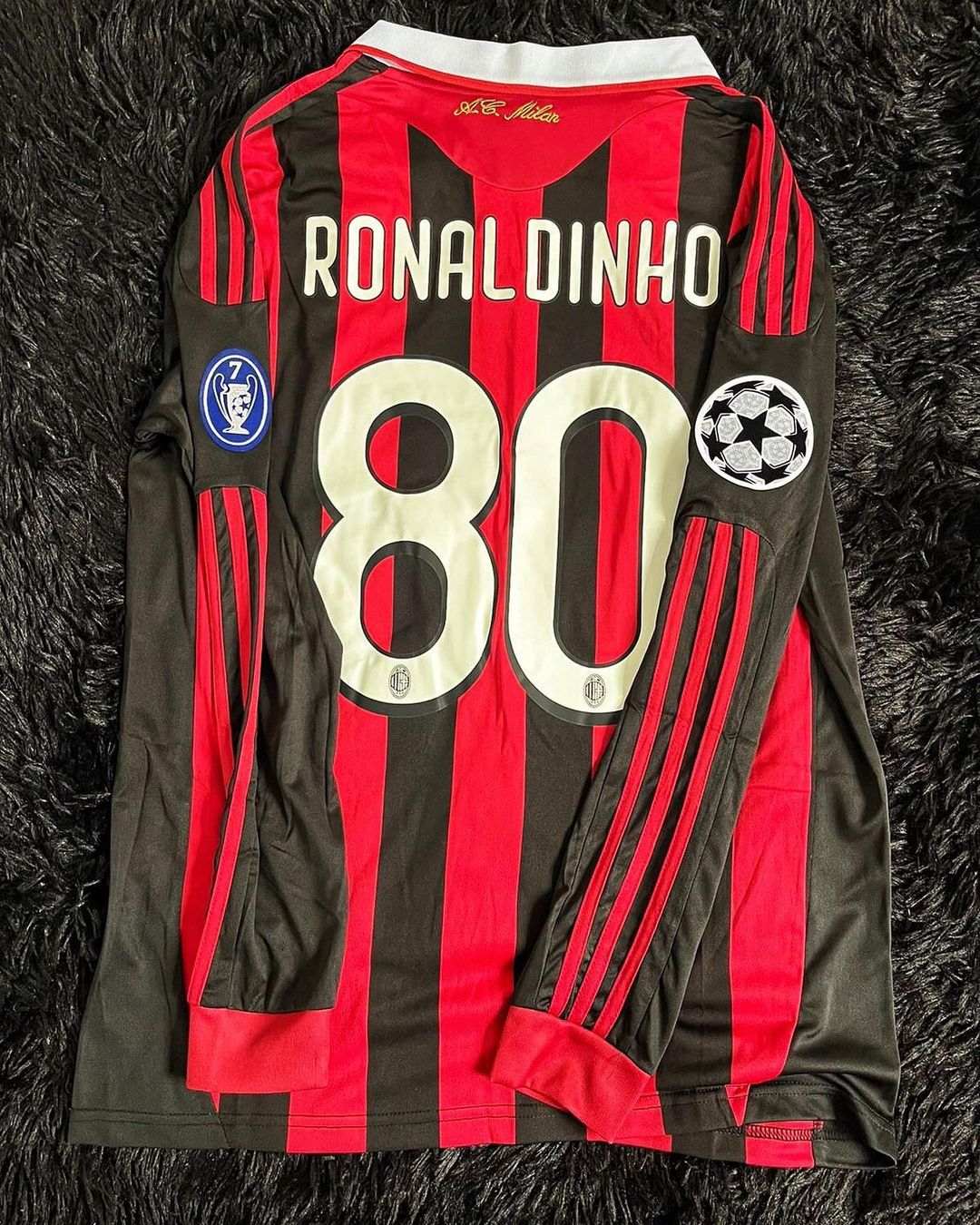 Milan Retro 09/10 Long Sleeve Ronaldinho #80 (Patches) Shirt