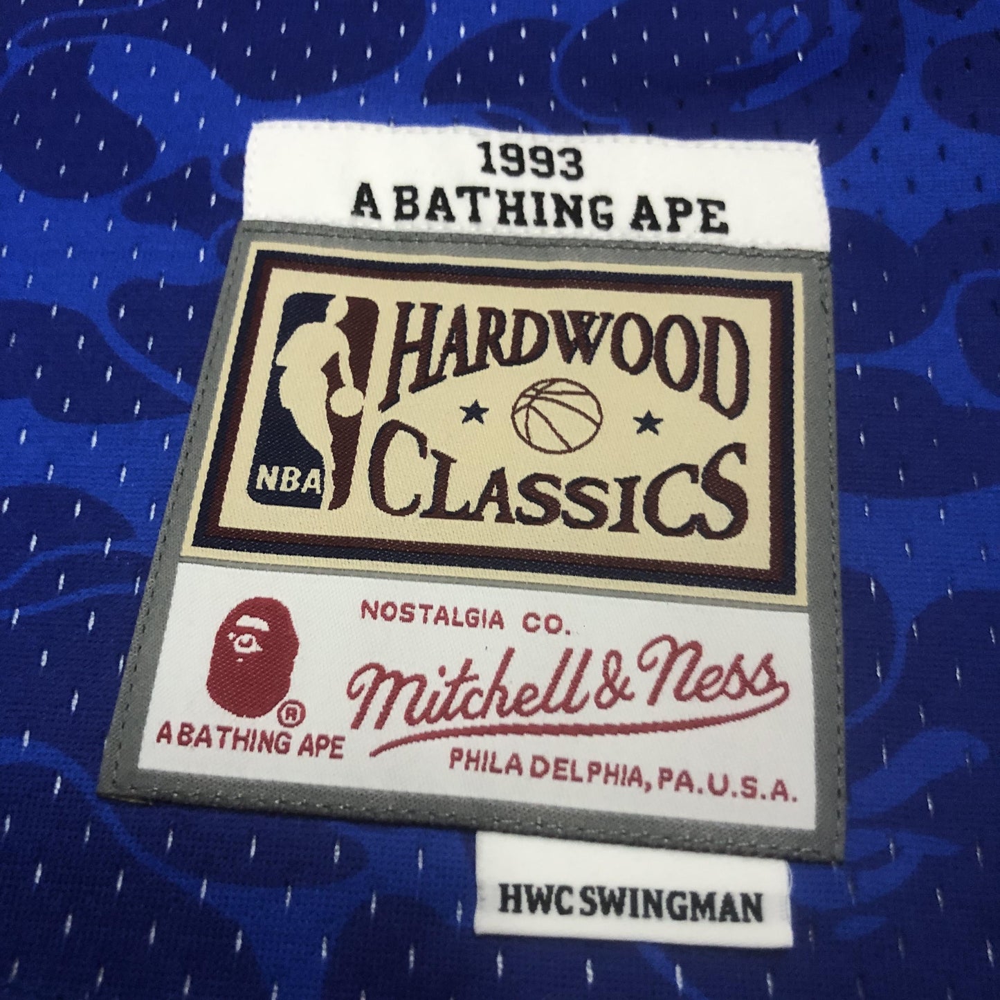 Swingman BAPE x Brooklyn Nets Mitchell & Ness Hardwood Classics 1983 Jersey