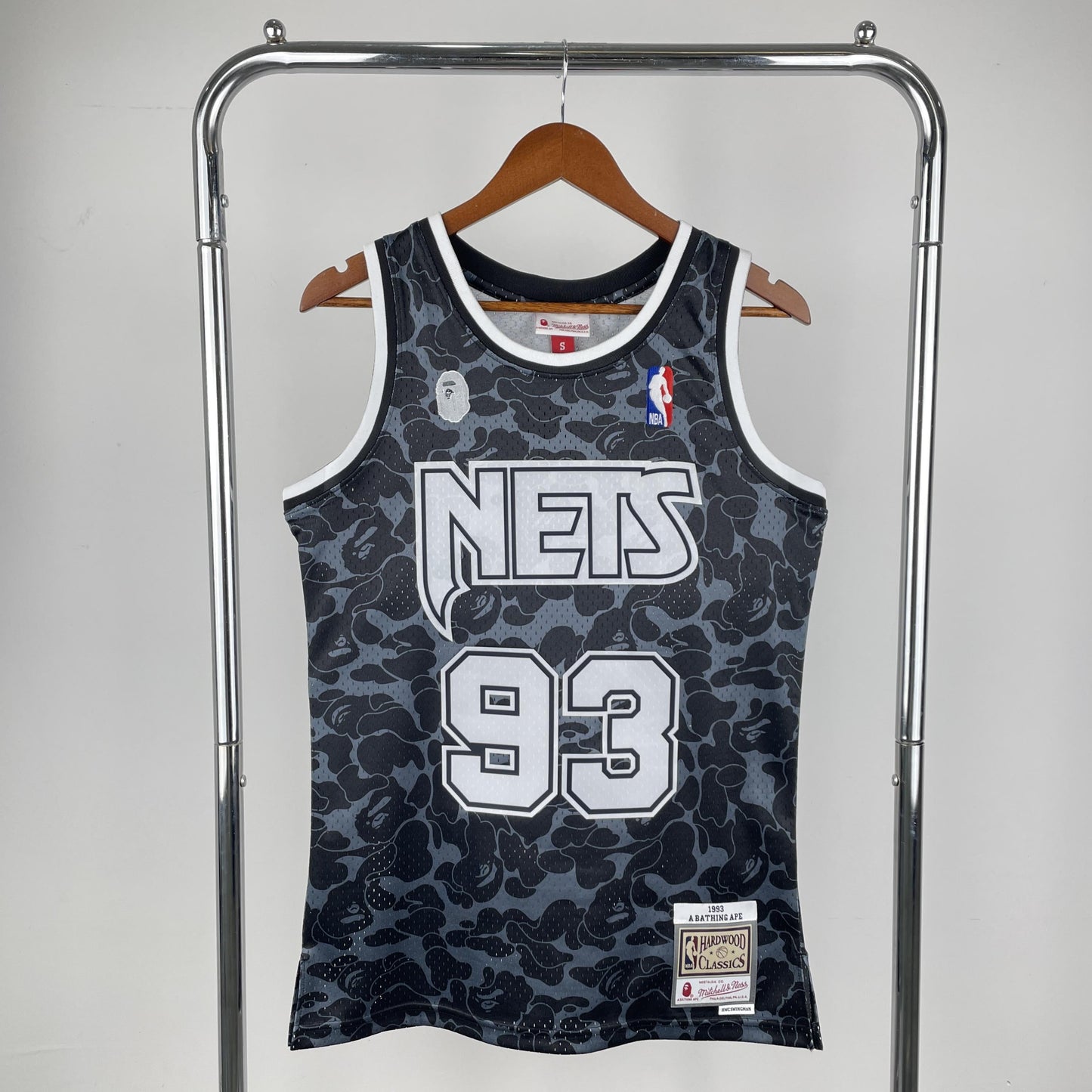 Swingman BAPE x Brooklyn Nets Mitchell & Ness Hardwood Classics 1993 Jersey
