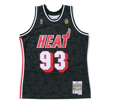 Swingman BAPE x Miami Heat Mitchell & Ness Hardwood Classics 1993 Jersey