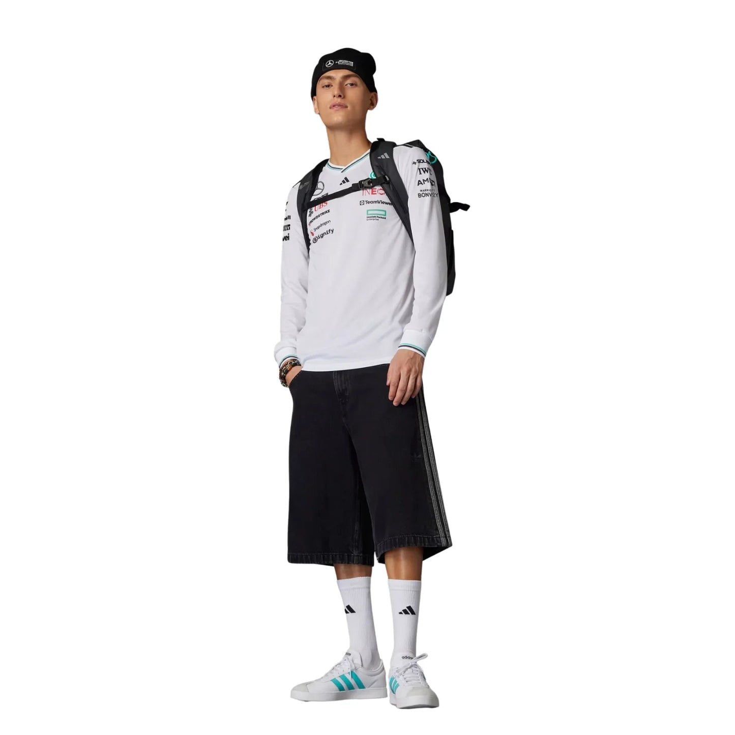 Long Sleeve Mercedes 2025 White Jersey