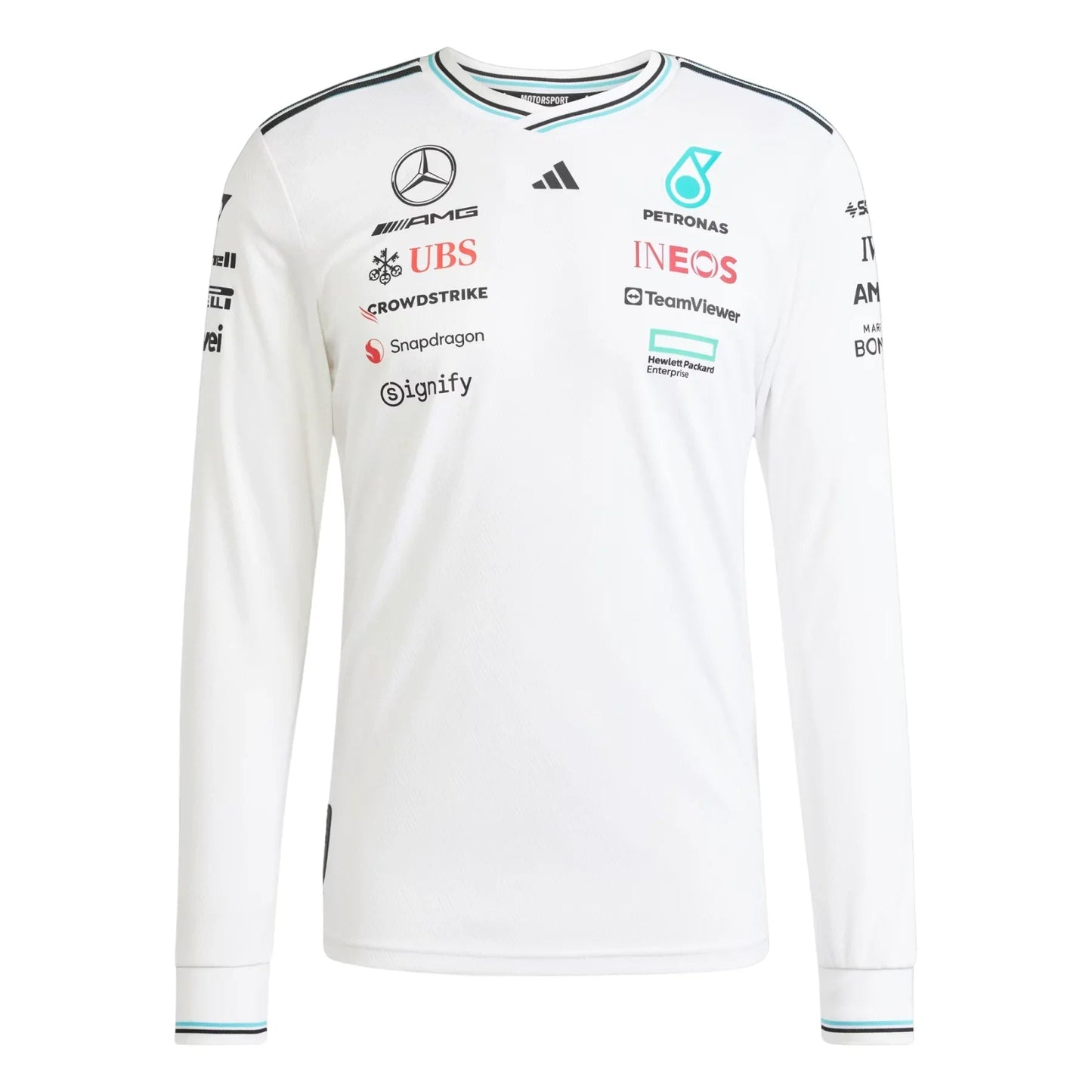 Long Sleeve Mercedes 2025 White Jersey