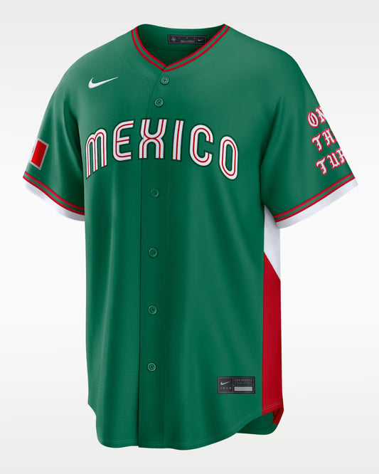 Mexico Baseball Born x Raaised Green 2026 World Baseball Classic Road Stadium Jersey