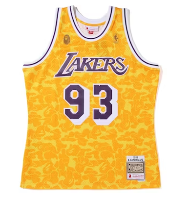 Swingman BAPE x Los Angeles Lakers Mitchell & Ness Hardwood Classics 1993 Jersey