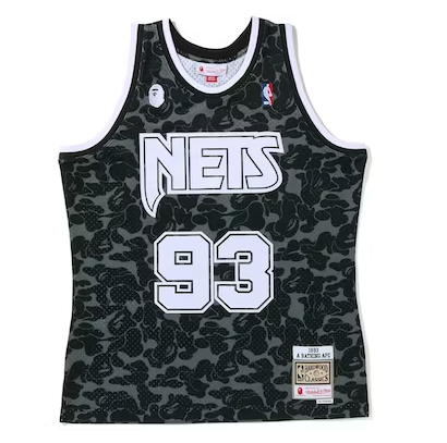 Swingman BAPE x Brooklyn Nets Mitchell & Ness Hardwood Classics 1993 Jersey