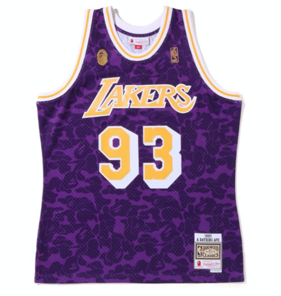 Swingman BAPE x Los Angeles Lakers Mitchell & Ness Hardwood Classics 1993 Jersey